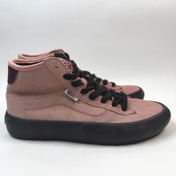 Vans Sk8 Hi Lizzie Rosette Skate Shoes Womens 5 Pink Suede Black Lace Up EcoCush - Picture 4 of 11